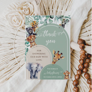 Safari Dieren Boheemse Botanische Baby Shower Bedankkaart