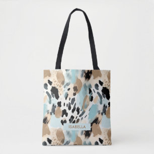 Safari Dieren' Bont Prints Patronen Blauw & Bruin Draagtas
