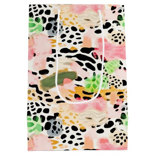 Safari Dieren Bont Prints Patronen Kleurrijk Medium Cadeauzakje (Achterkant)