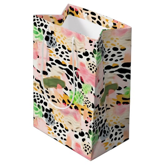 Safari Dieren Bont Prints Patronen Kleurrijk Medium Cadeauzakje (Achterkant Gekanteld)