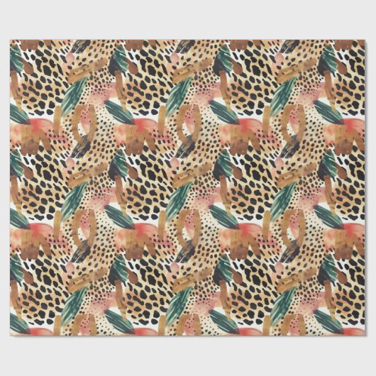 Safari Dieren Bont Prints Patronen Savannah Boho Cadeaupapier (Vlak)
