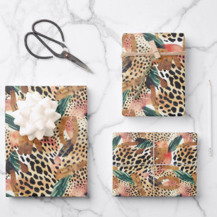 Safari Dieren Bont Prints Patronen Savannah Boho Inpakpapier Vel
