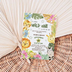 Safari Dieren Botanisch Baby shower Kaart