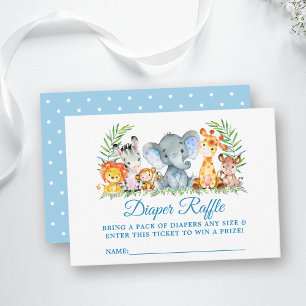 Safari Dieren Douche Luier Raffle Ticket Stippen Informatiekaartje