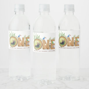 Safari Dieren Foto Wilde Eén Houten Eerste Verjaar Waterfles Etiket