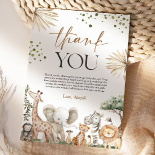 Safari Dieren Geslacht Neutrale Baby Shower Bedankkaart