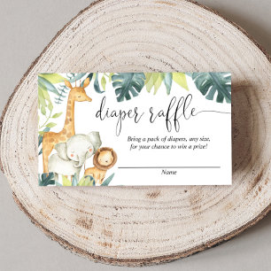 Safari dieren geslacht neutrale luier loterijkaart informatiekaartje