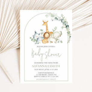 Safari Dieren Groene Baby Shower Kaart