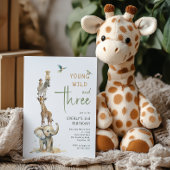 Safari Dieren "Jonge Wild & Drie" Kinderen Verjaar Kaart