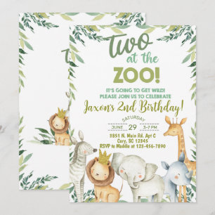 Safari dieren jongen 2e verjaardag uitnodiging. kaart