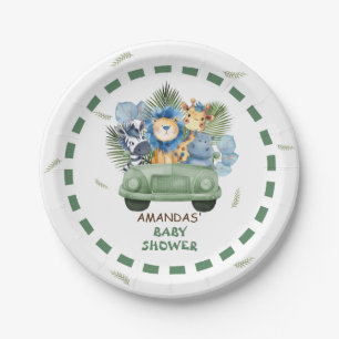 Safari Dieren Jongen Baby Shower Papieren Bordje
