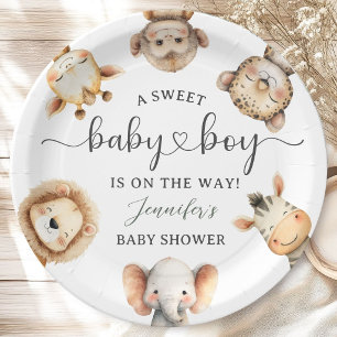 Safari Dieren Jongen Baby Shower Tropische Jungle Papieren Bordje