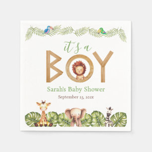 Safari Dieren Jongens Baby Shower Hout Jungle Blad Servet
