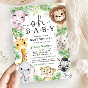 Safari Dieren Jungle Baby Shower Oh Baby Kaart