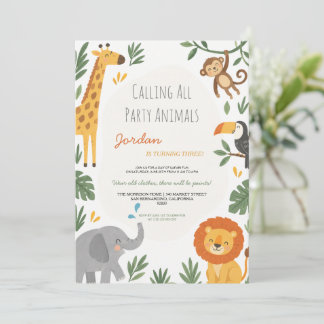 Safari Dieren Jungle Verjaardagsfeestje Kaart