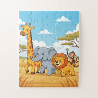 Safari Dieren Kids Puzzel | Olifant Giraffe Leeuw
