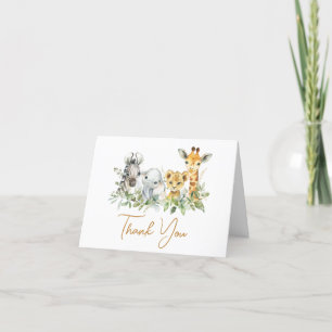 Safari Dieren Kleine Wilde Eentje Baby Shower Bedankkaart