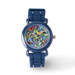Safari Dieren, kleurrijk patroon, Horloge