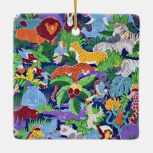 Safari Dieren kleurrijk patroon Keramisch Ornament