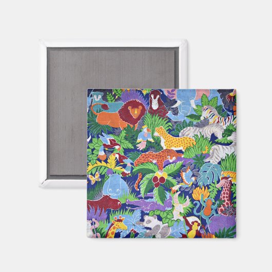 Safari Dieren, kleurrijk patroon, Magneet (Voorkant / Achterkant)