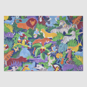 Safari Dieren, kleurrijk patroon, Tissuepapier
