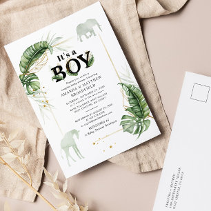 Safari Dieren koeien Oerwoud Paar Baby shower Uitnodiging Briefkaart