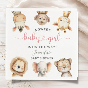 Safari Dieren Meisje Baby Shower Tropisch Jungle Servet