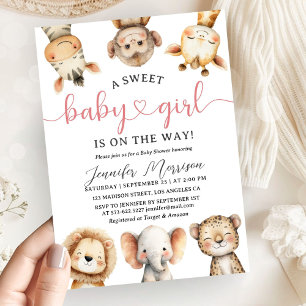 Safari Dieren Meisje Baby Shower Tropische Jungle Kaart