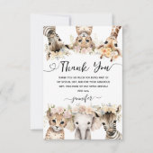 Safari Dieren Meisje Verjaardag Bedankt (Voorkant)