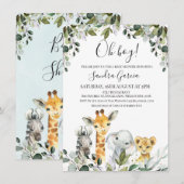 Safari Dieren met het Baby shower van Lion Kaart (Voorkant / Achterkant)