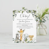 Safari Dieren met het Baby shower van Lion Kaart (Staand voorkant)