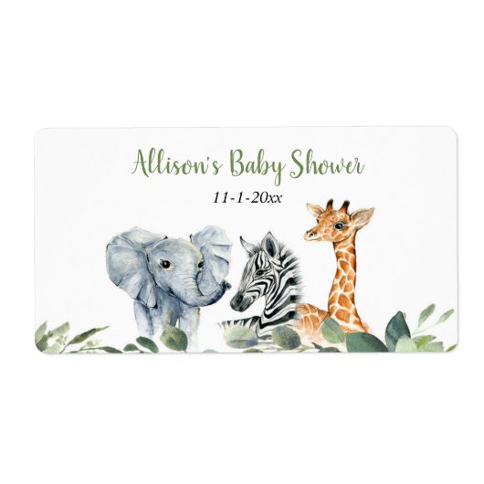 Safari dieren mini-waterfles of champagne etiket (Voorkant)