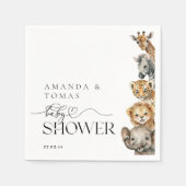 Safari Dieren Modern Baby shower QR-code Servet (Voorkant)