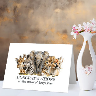 Safari Dieren Nieuwe Baby Gefeliciteerd Kaart