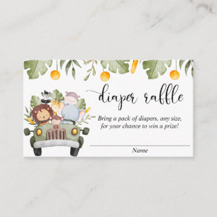 Safari dieren oerwoud thema luier loterij kaarten