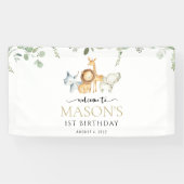 Safari Dieren, Oerwoud, Wild One, Verjaardag Welko Spandoek (Horizontaal)