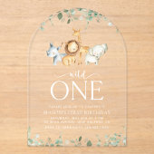 Safari Dieren, Oerwoud, Wilde, Eerste Verjaardag Acryl Uitnodigingen (Voorkant)