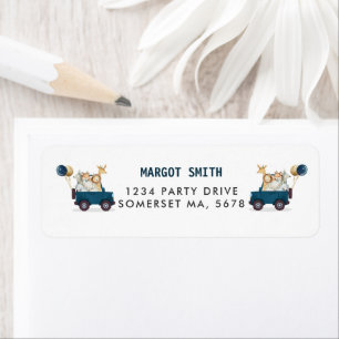 Safari Dieren rijden door Baby shower Greenery Gol Etiket