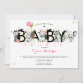 Safari Dieren rijden door Baby shower Greenery Gol Kaart (Voorkant)
