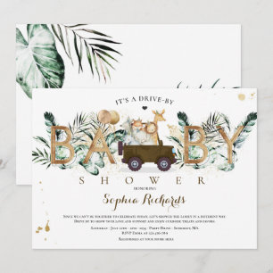 Safari Dieren rijden door Baby shower Greenery Gol Kaart
