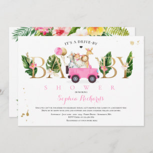 Safari Dieren rijden door Baby shower Greenery Gol Kaart