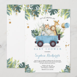 Safari Dieren rijden door Baby shower Greenery Gol Kaart