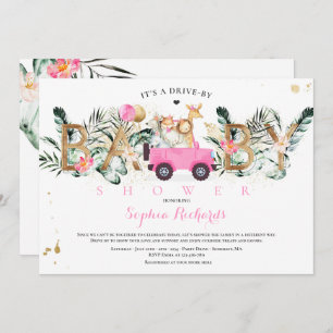 Safari Dieren rijden door Baby shower Greenery Gol Kaart