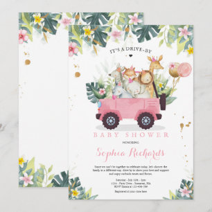 Safari Dieren rijden door Baby shower Greenery Gol Kaart