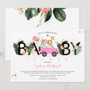 Safari Dieren rijden door Baby shower Greenery Gol Kaart
