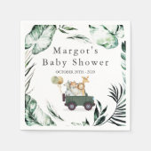 Safari Dieren rijden door Baby shower Greenery Gol Servet (Voorkant)