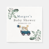 Safari Dieren rijden door Baby shower Greenery Gol Servet (Voorkant)