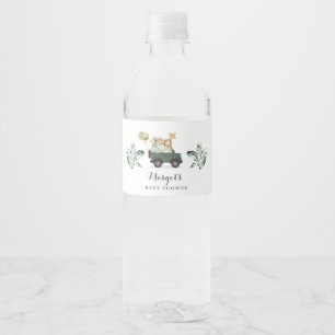 Safari Dieren rijden door Baby shower Greenery Gol Waterfles Etiket