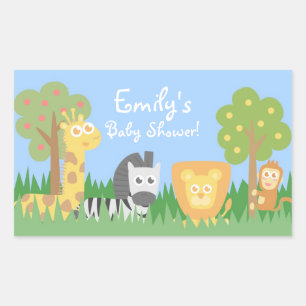 Safari Dieren Thema Baby Shower Decoraties Rechthoekige Sticker