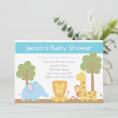 Safari Dieren thema Baby shower Invite Kaart (Staand voorkant)